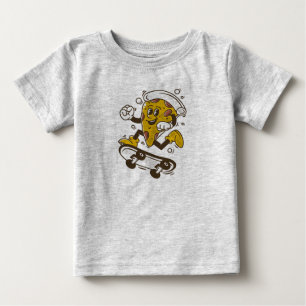 T-shirt Pour Bébé Pizza Skateboard   Caractère Pizza Carton Cute
