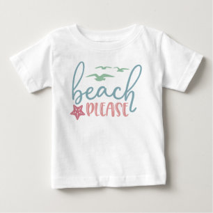 T-shirt Pour Bébé Plage S'il Vous Plaît Étoile Poisson Mouettes Amus