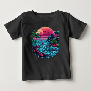 T-shirt Pour Bébé Plage tropicale/néon hawaïen