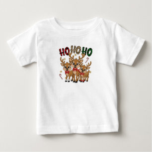 T-shirt Pour Bébé Plaid & Léopard Ho Ho Ho Renne Enfants Noël