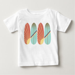 T-shirt Pour Bébé planche de surf rouge et bleu rétro Cool