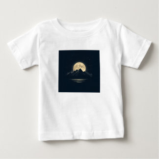 T-shirt Pour Bébé Pleine lune sur les montagnes - Pittoresque nuit S