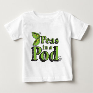 T-shirt Pour Bébé Pois verts Dessin de légumes Art 2 pois dans un po