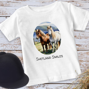T-shirt Pour Bébé Poneys Shetland Sourire Image Mignonne