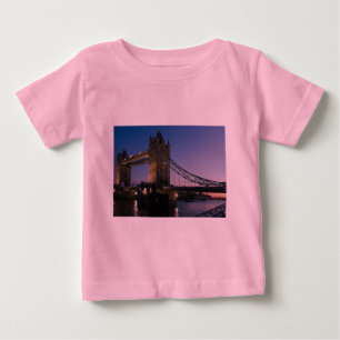 T-shirt Pour Bébé Pont de la Tour Londres Angleterre Eau Nuit Ville