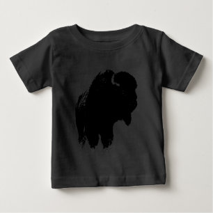 T-shirt Pour Bébé Pop Art Buffalo Bison Silhouette