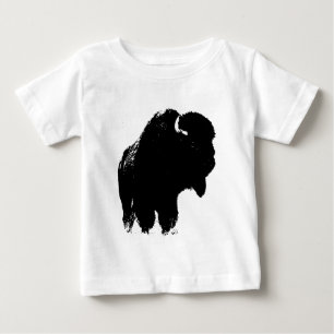 T-shirt Pour Bébé Pop Art Buffalo Bison Silhouette