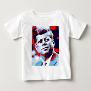 T-shirt Pour Bébé Pop Art JFK John F. Kennedy Red Blue