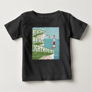 T-shirt Pour Bébé Poster rétro du phare à tête de plage