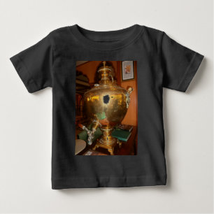 T-shirt Pour Bébé Pot de thé doré vintage Mur Art & Imprimer