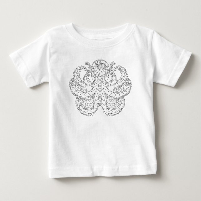 T-shirt Pour Bébé Poulpe modelé ethnique (Devant)