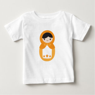 T-shirt Pour Bébé Poupée Orange Matryoshka