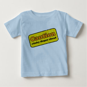 T-shirt Pour Bébé Précaution : Couche-culotte Stinky en avant