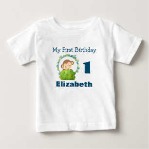 T-shirt Pour Bébé Premier Anniversaire Cute Safari Singe