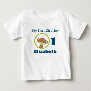 T-shirt Pour Bébé Premier anniversaire de bébé Safari Singe avec Pac