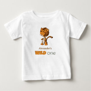 T-shirt Pour Bébé Premier Anniversaire de Bébé Tigre Safari Fou