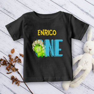 T-shirt Pour Bébé Premier anniversaire de dinosaures mignon coloré p