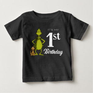 T-shirt Pour Bébé Premier anniversaire de Grinch Chalkboard