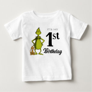 T-shirt Pour Bébé Premier anniversaire de Grinch Chalkboard