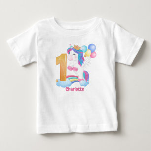 T-shirt Pour Bébé Premier anniversaire de l'Unicorne Rainbow
