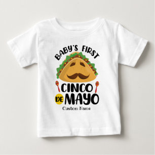 T-shirt Pour Bébé Premier Cinco de Mayo de bébé personnalisé