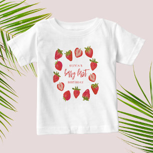 T-shirt Pour Bébé Premier été de la fraise de fille 1er anniversaire