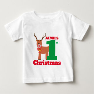 T-shirt Pour Bébé Premier Noël du bébé de rennes à nez rouge mignon