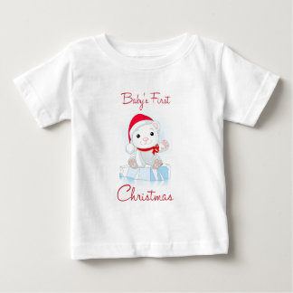 T-shirt Pour Bébé Premier ours polaire de Noël du bébé