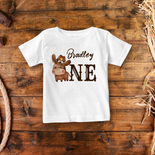 T-shirt Pour Bébé Premier rodéo cowboy bébé cheval personnalisé