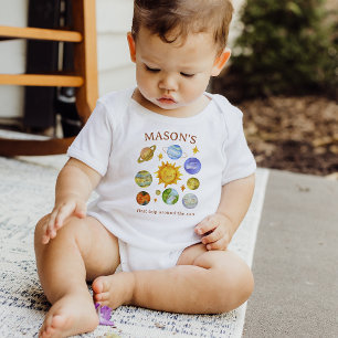 T-shirt Pour Bébé Premier Tour Autour du Soleil 1er Anniversaire