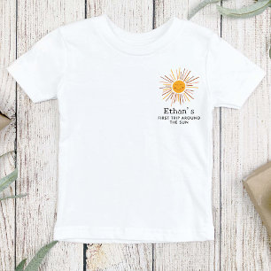 T-shirt Pour Bébé Premier Voyage Autour Du Soleil Personnalisé 1Er A