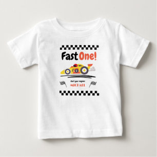 T-shirt Pour Bébé Première Anniversaire Rapide Un Jaune Vintage Voit