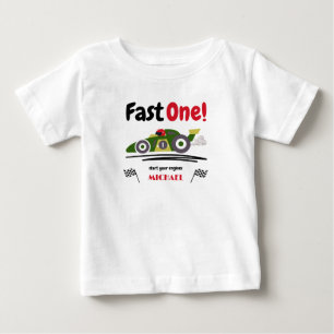 T-shirt Pour Bébé Première Anniversaire Rapide Un Vert Vintage Voitu