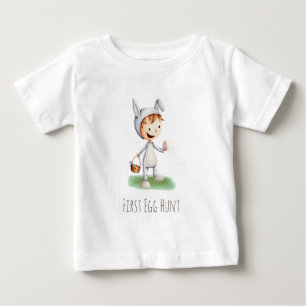 T-shirt Pour Bébé Première chasse aux oeufs bébé en costume lapin Pâ