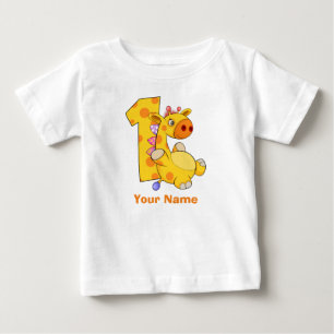 T-shirt Pour Bébé Première coutume d'anniversaire de girafe