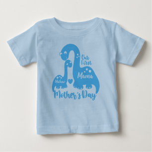 T-shirt Pour Bébé Première fête des mères, mignon Dinosaur bébé & ma