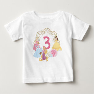 T-shirt Pour Bébé Princesse Disney   Anniversaire Floral Doré