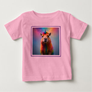 T-shirt Pour Bébé Prismhorn : La Licorne Capybara arc-en-ciel