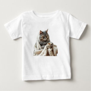 T-shirt Pour Bébé Profitez du thé d'hiver de chat