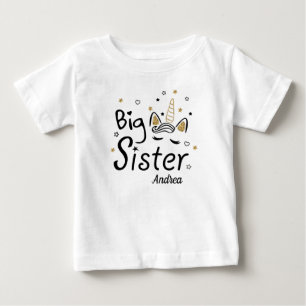 T-shirt Pour Bébé Promu À Big Sister Est 2022 Unicorn