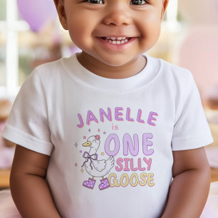 T-shirt Pour Bébé Purple One Silly Goose - Fille Rétro Premier Anniv