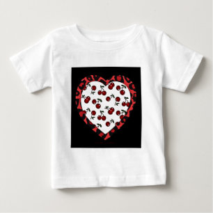 T-shirt Pour Bébé RAB Rockabilly Cherries Coeur Empreinte de léopard