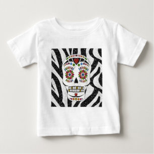 T-shirt Pour Bébé RAB Rockabilly Sugar Skull on Zebra