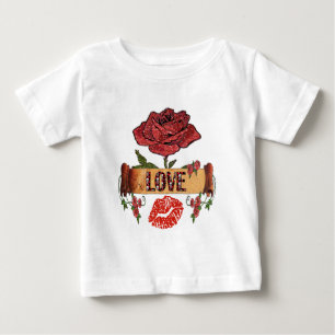 T-shirt Pour Bébé RAB Rockabilly Valentine Roses, Love & Lipstick
