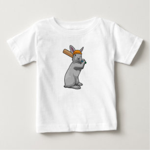 T-shirt Pour Bébé Rabbit au cricket avec chauve-souris de cricket