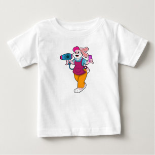 T-shirt Pour Bébé Rabbit en coiffeur avec sèche-cheveux & peigne