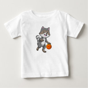 T-shirt Pour Bébé Racon comme joueur de basket-ball avec basket-ball