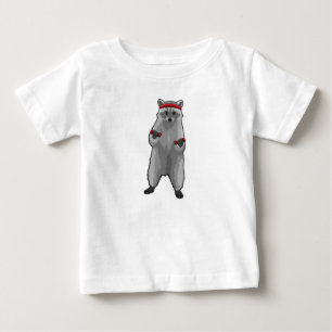 T-shirt Pour Bébé Racoon à Fitness avec Dumbbells