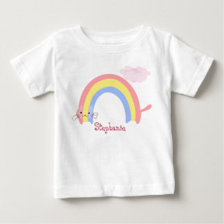 T-shirt Pour Bébé Rainbow Cat esthétique avant et arrière impression