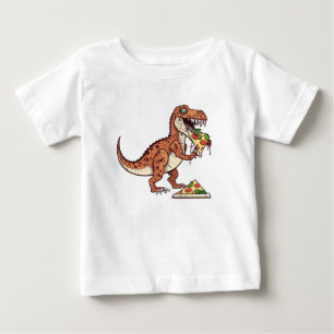 T-shirt Pour Bébé Raptor dinosaure mangeant pizza, Cadeau d'annivers
